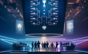 BLAST Rotterdam playoff bracket on arena screen, teams ready for decisive matches.